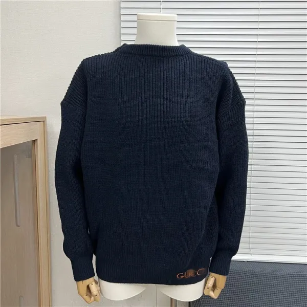 Gucci Ribbed Knit Sweater Navy - 1