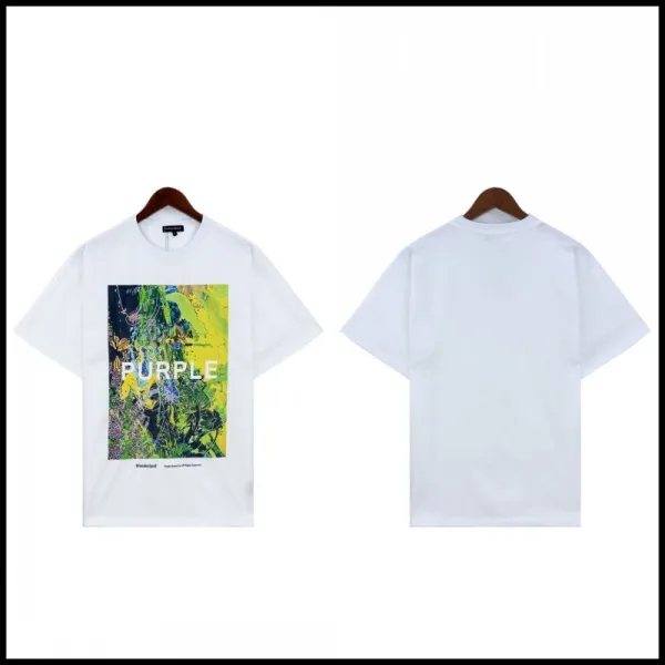 Wonderland Purple Graphic Print White T-Shirt - 1
