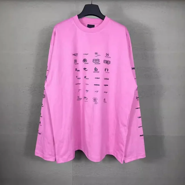 Balenciaga T-Shirts Archive Logos Print Long-Sleeve T-Shirt product detail image 1