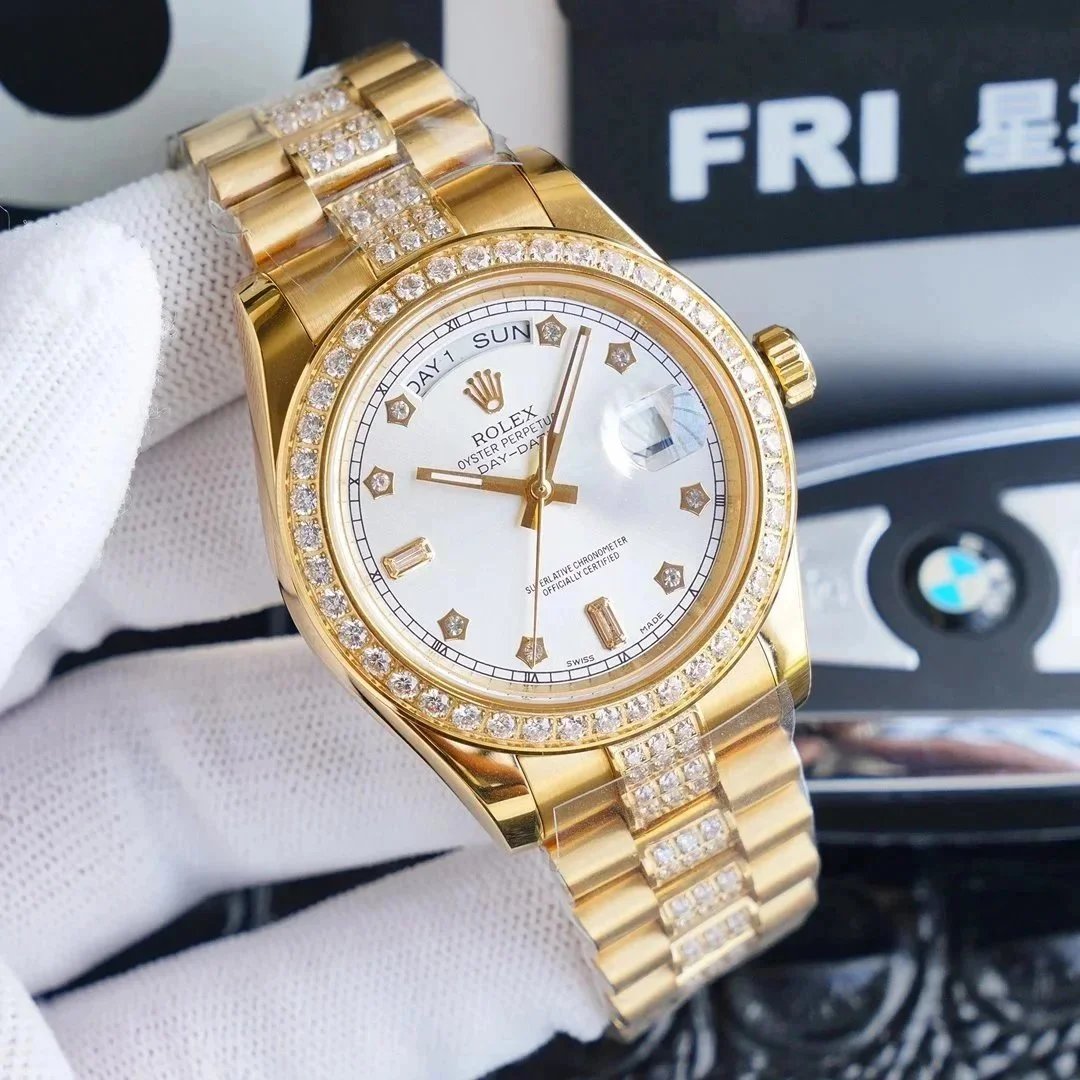 Rolex Watches Day-Date with diamond-set bezel and bracelet image 2