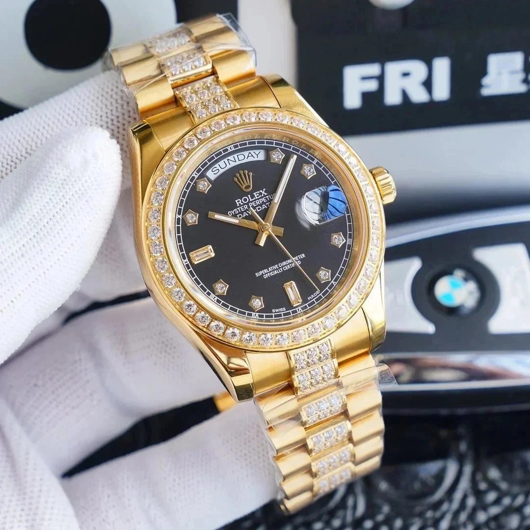 Rolex Watches Day-Date with diamond-set bezel and bracelet image 3