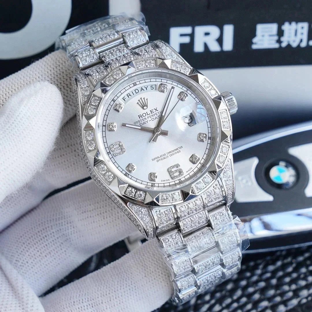 Rolex Watches Day-Date with diamond-set bezel and bracelet image 4