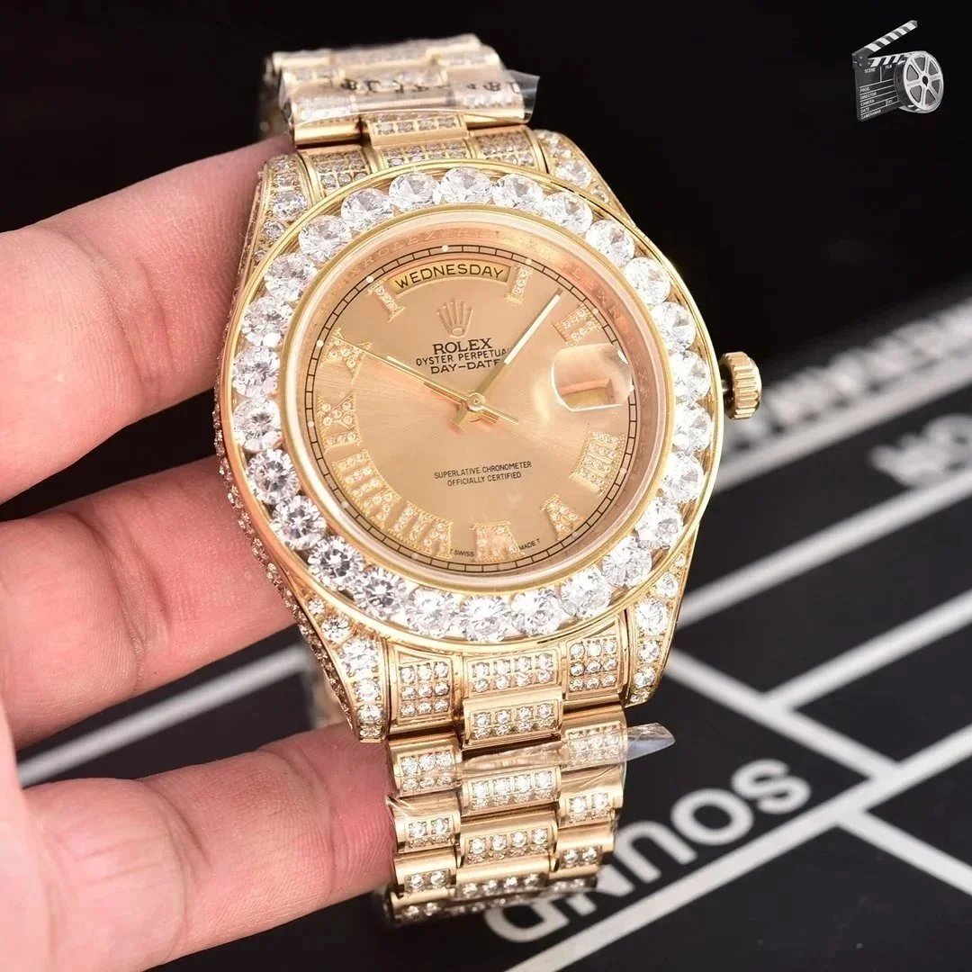 Rolex Watches Day-Date with diamond-set bezel and bracelet — 17