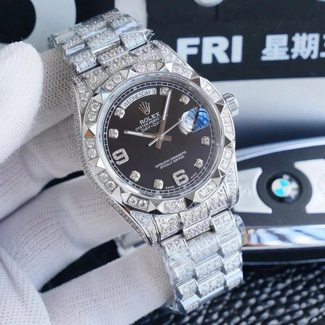 Rolex Watches Day-Date with diamond-set bezel and bracelet image 5