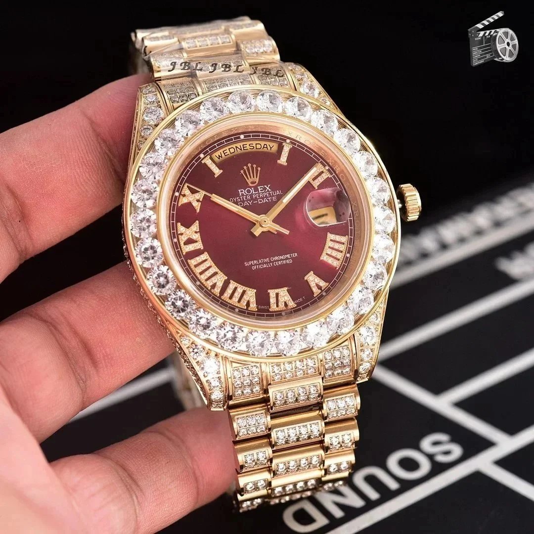 Rolex Watches Day-Date with diamond-set bezel and bracelet — 18