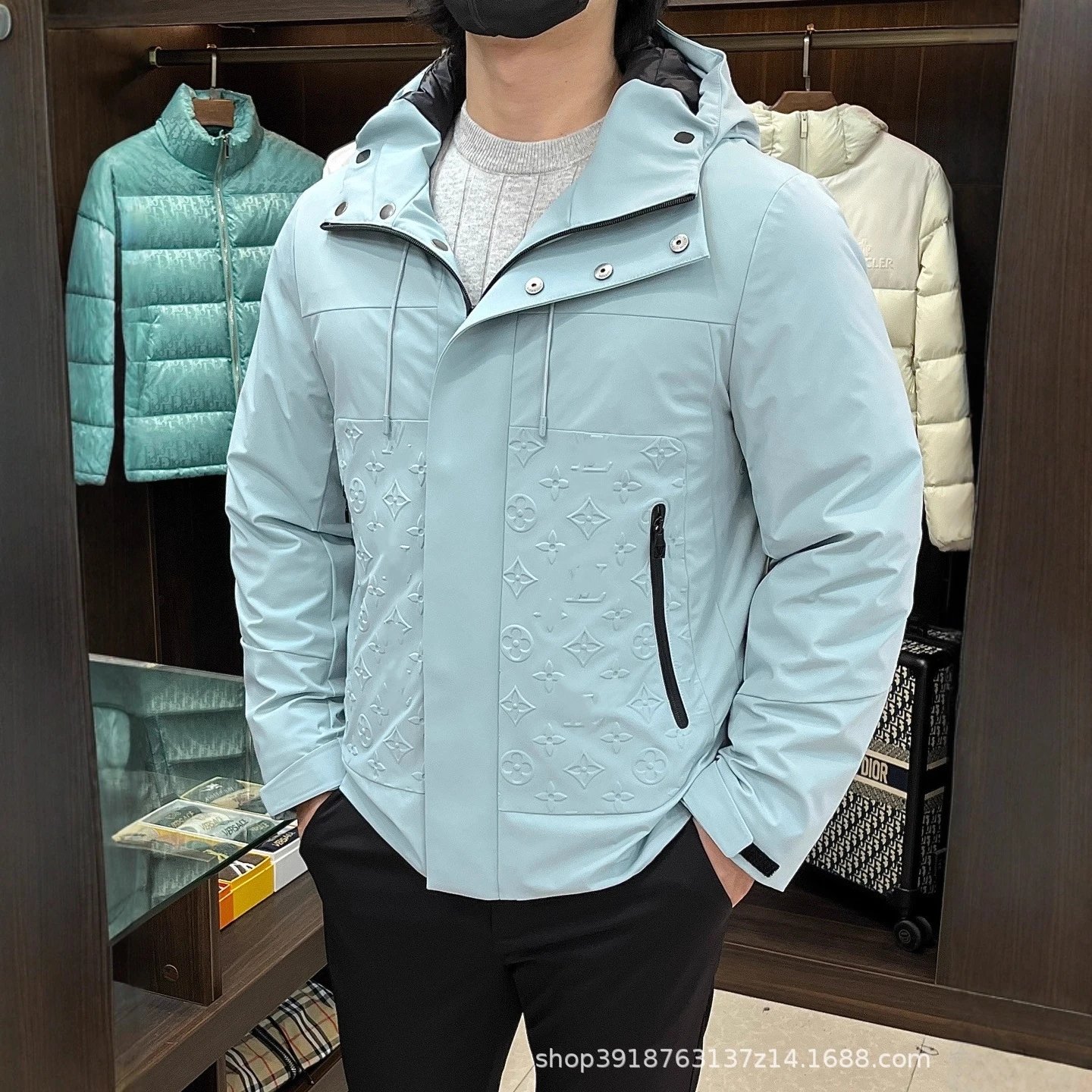 Popular 90 fleece 25SS autumn and winter new men’s jacquard logo jacquard hooded down jacket fashion coat