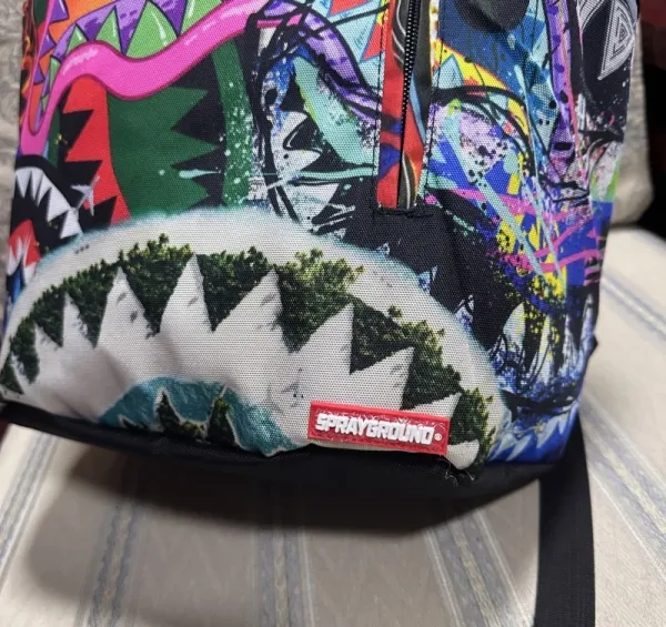 Sprayground Shark Central Pink Beige Backpack - 8