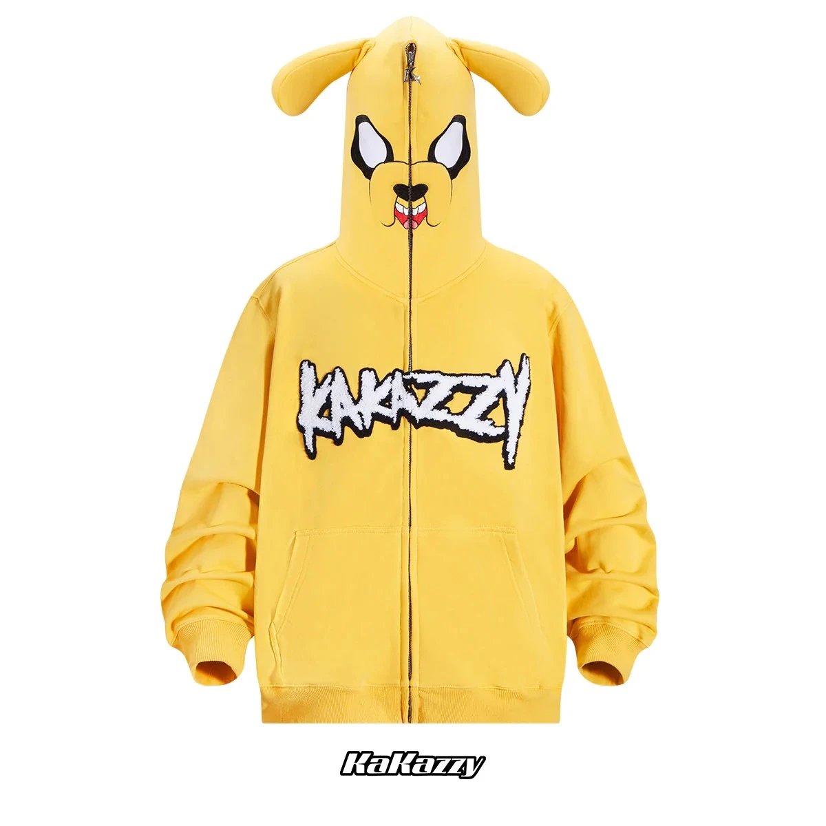KaKazzy Dog Hoodie Yellow Zip-Up Hoodie - 1