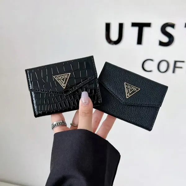 Prada Triangle Logo Card Holder Black Croc-Embossed and Leather Wallets - 1