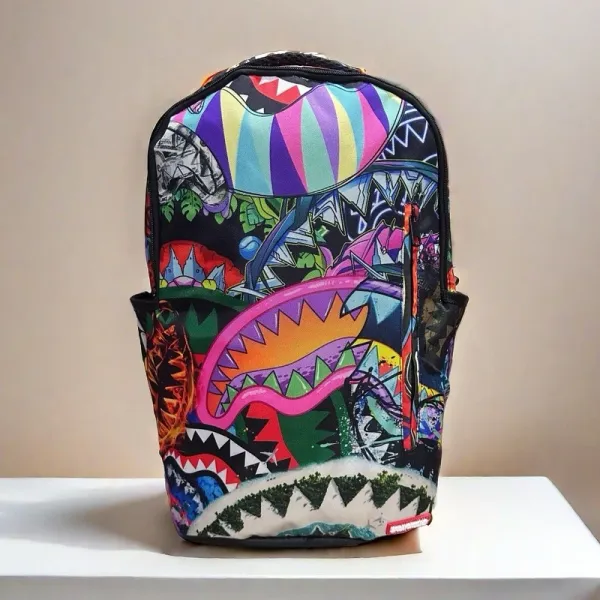 Sprayground Shark Central Pink Beige Backpack - 7