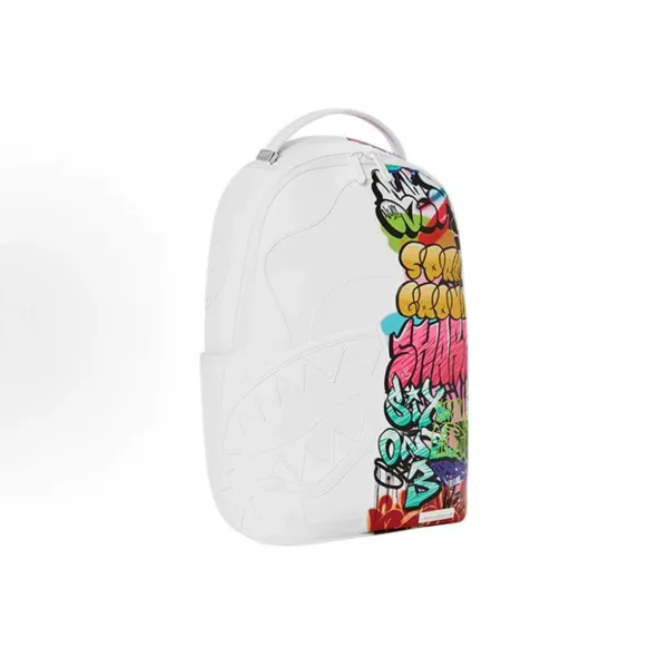 Sprayground Shark Graffiti White Backpack - 1