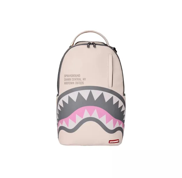 Sprayground Shark Central Pink Beige Backpack - 1