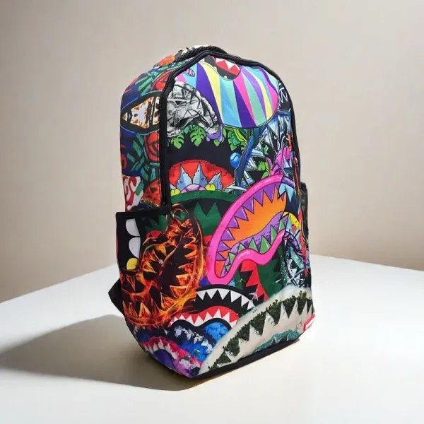 Sprayground Shark Central Pink Beige Backpack - 3