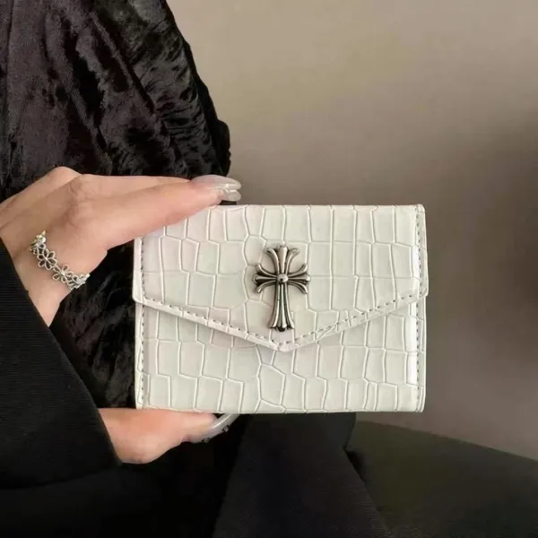 Chrome Hearts Croc-Embossed Envelope Wallet White Short Wallet - 1