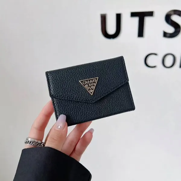 Design Guess Triangle Logo Black Short Wallet - 1