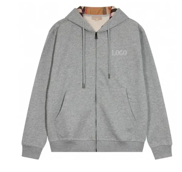 Burberry Zip-Up Hoodie Gray - 4