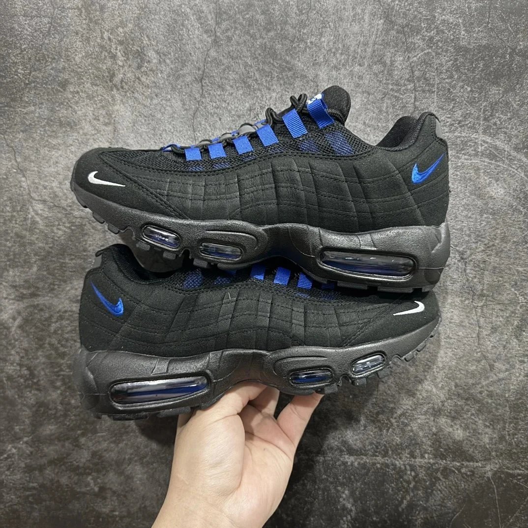 Nike Air Max 95 Black with Blue Swoosh Sneakers - 11