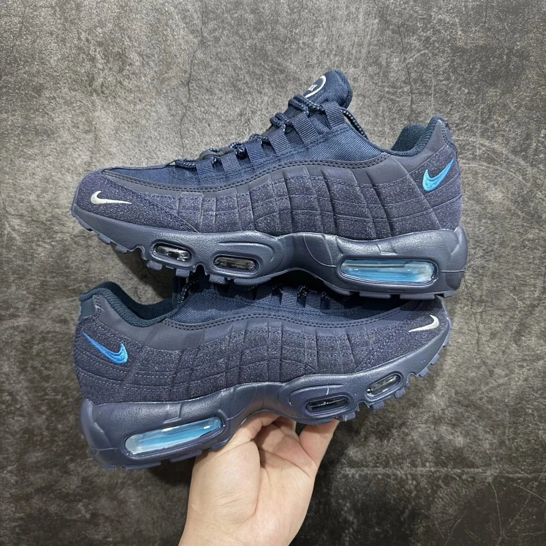 Nike Air Max 95 Black with Blue Swoosh Sneakers - 13