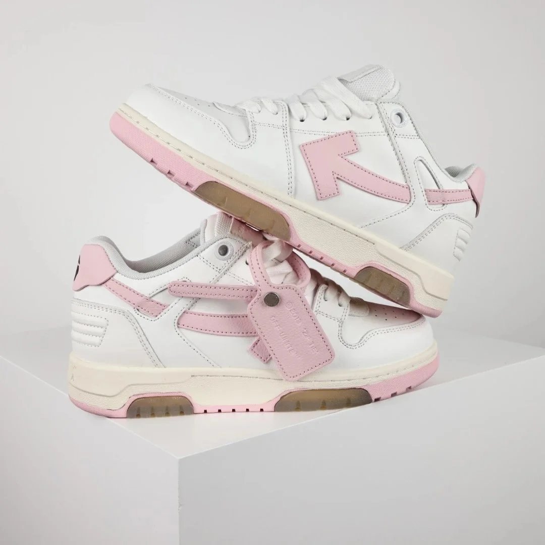Off-White Diagonal Arrow Low White Pink Sneakers - 48
