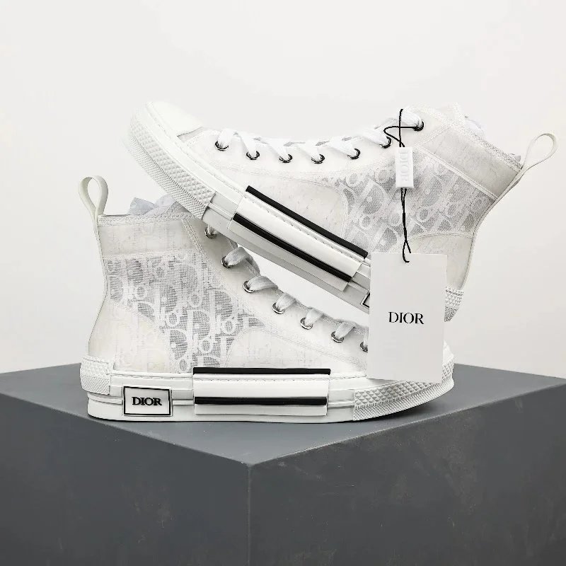 Dior B23 High-Top Sneakers Navy and White Oblique Print Sneakers - 7
