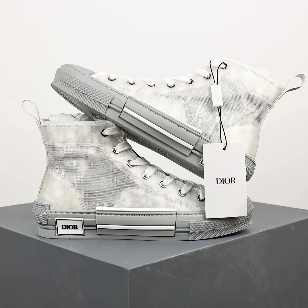 Dior B23 High-Top Sneakers Navy and White Oblique Print Sneakers - 15