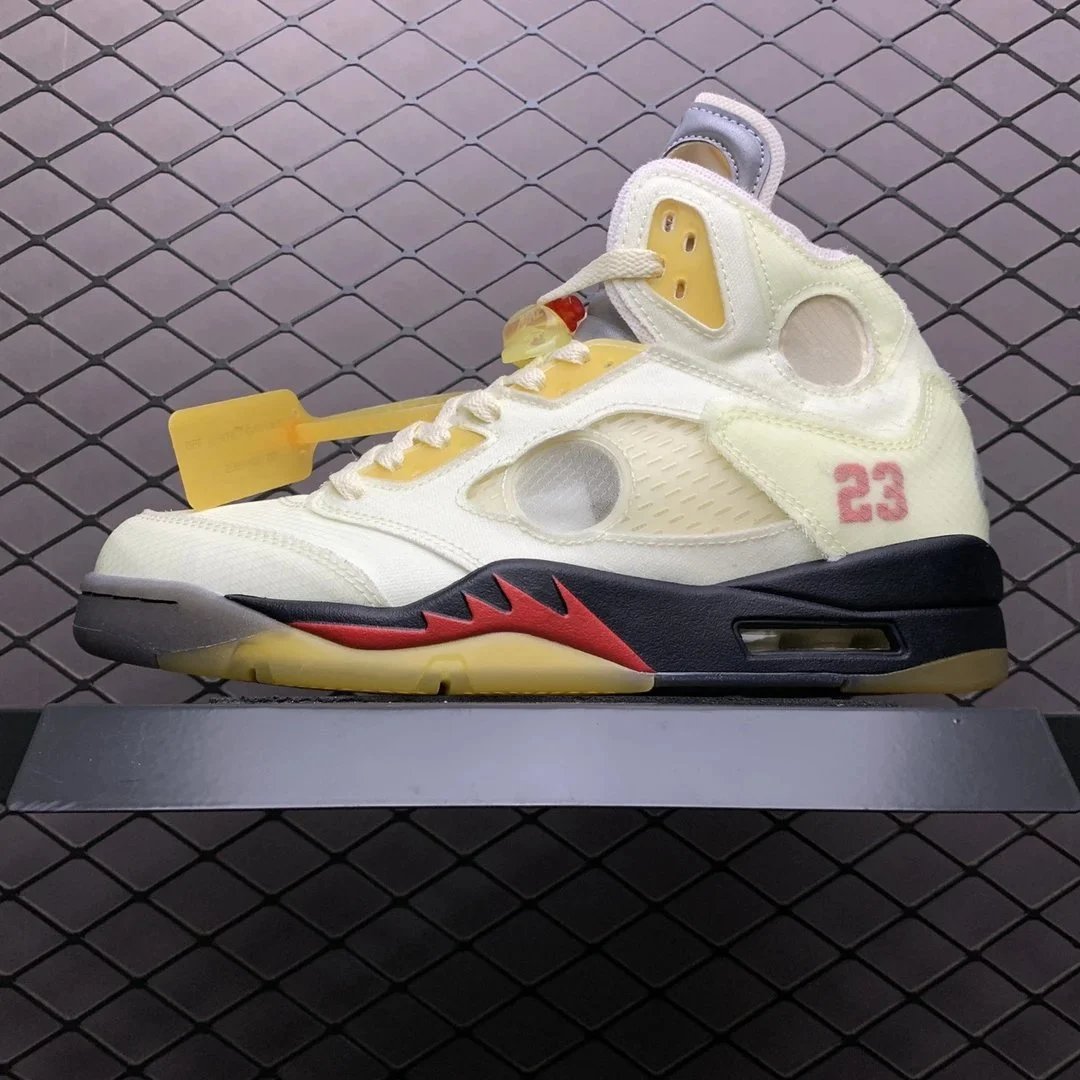 Air Jordan 5 Retro 'Retro' White Orange Blue Sneakers - 4