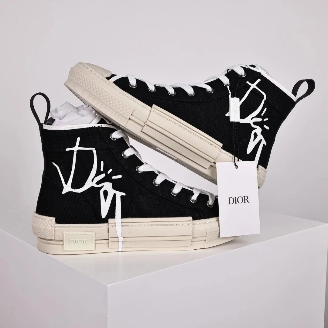 Dior B23 High-Top Sneakers Navy and White Oblique Print Sneakers - 5