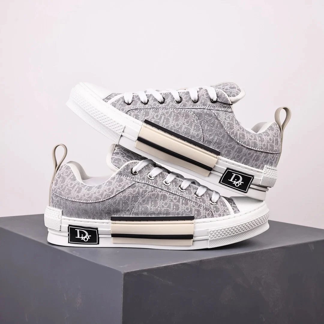 Dior B23 High-Top Sneakers Navy and White Oblique Print Sneakers - 29