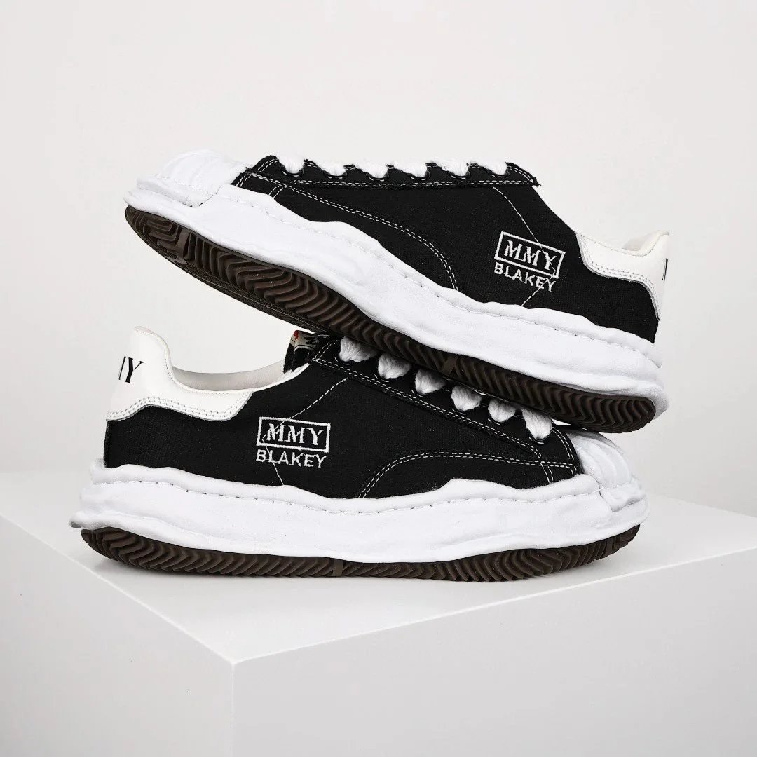 MMY x Blakey Distressed Denim Sneakers Black/White - 14