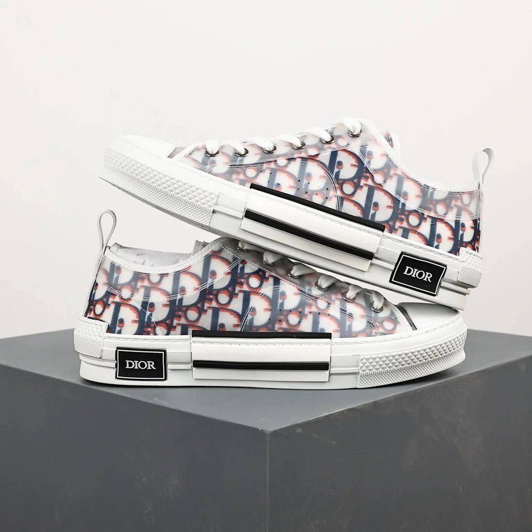 Dior B23 High-Top Sneakers Navy and White Oblique Print Sneakers - 19