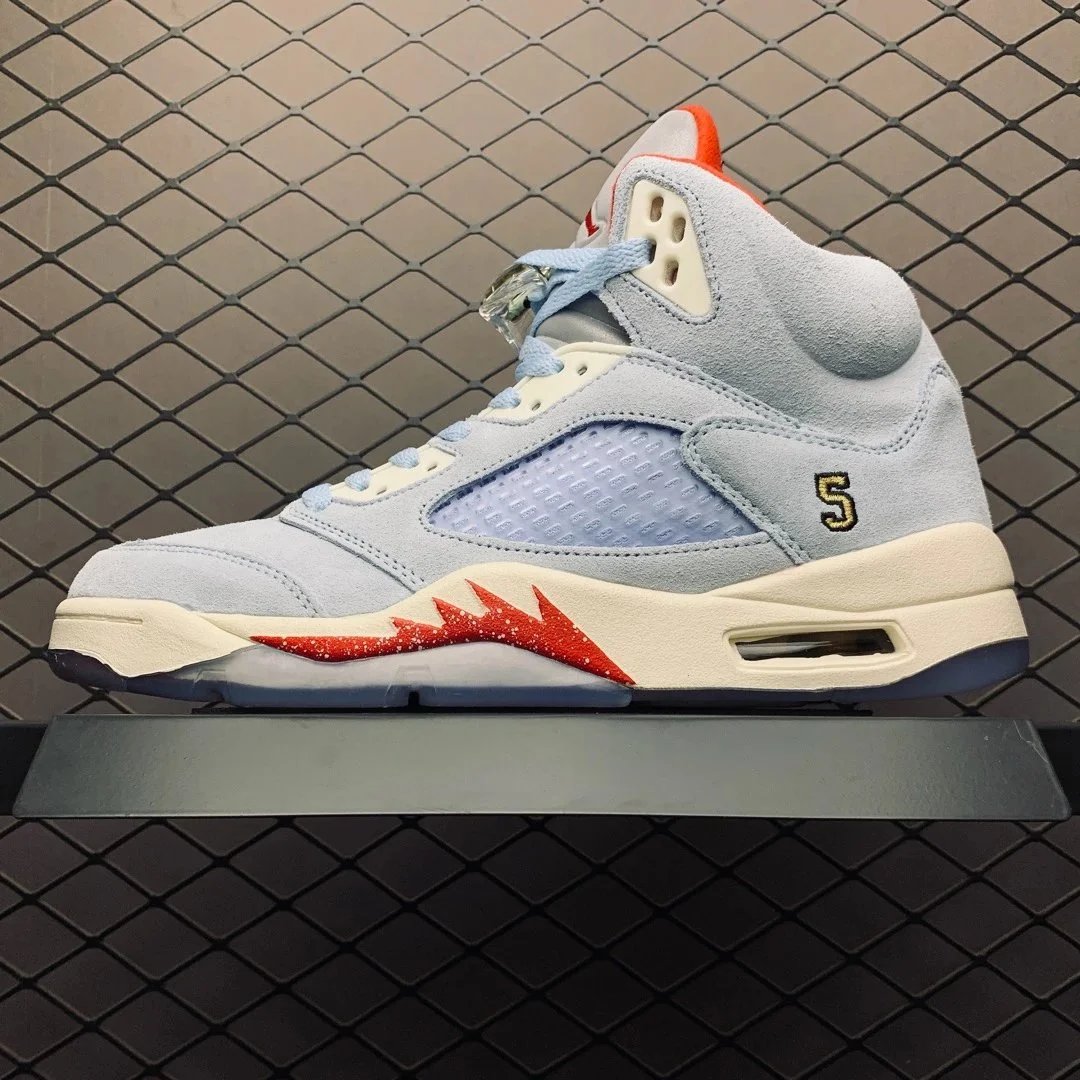 Air Jordan 5 Retro 'Retro' White Orange Blue Sneakers - 13