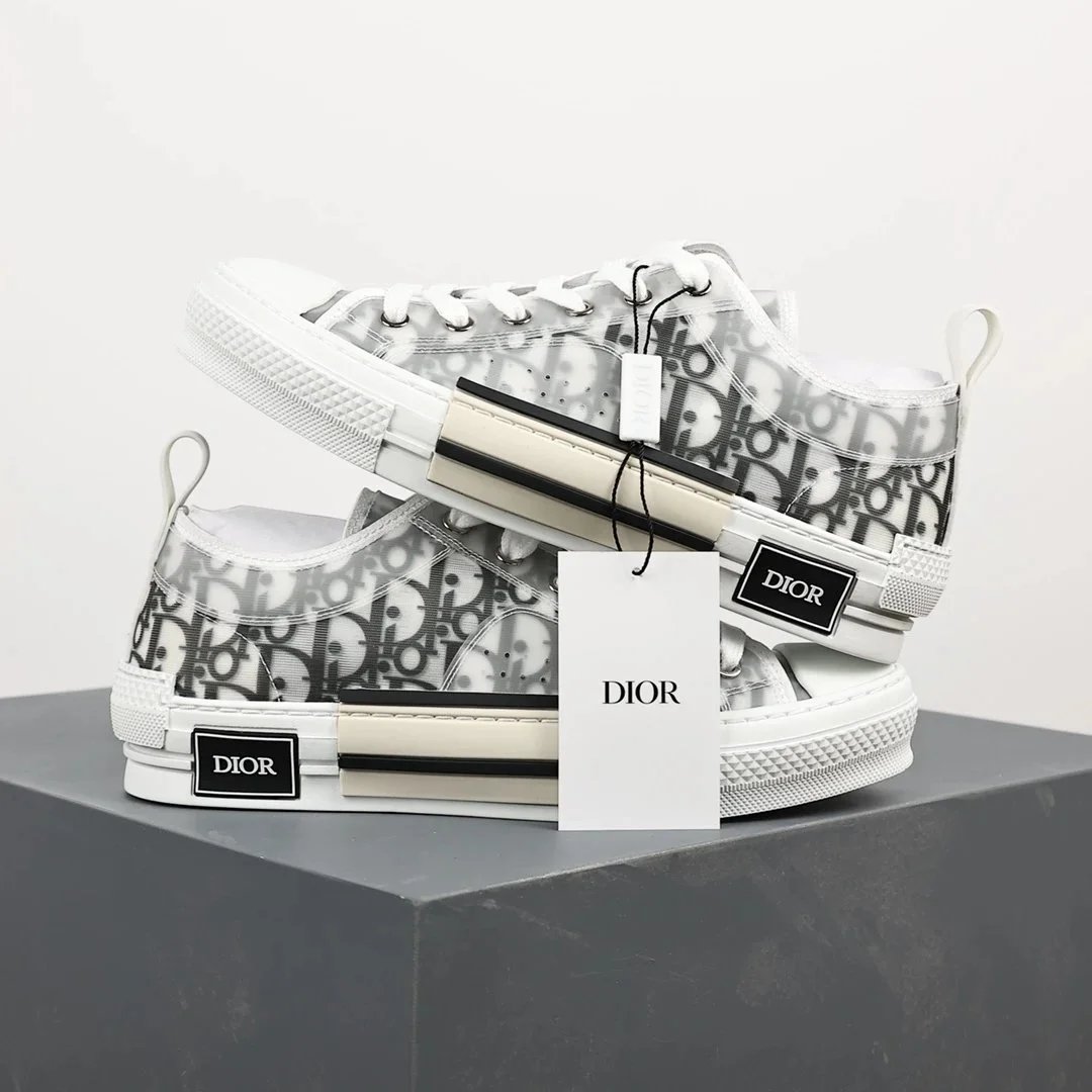 Dior B23 High-Top Sneakers Navy and White Oblique Print Sneakers - 17