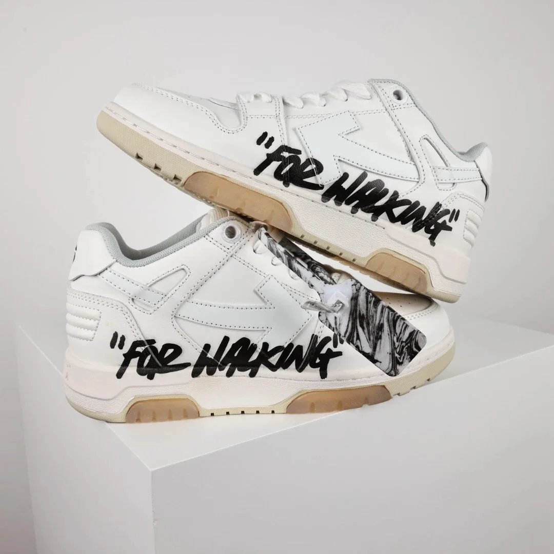 Off-White Diagonal Arrow Low White Pink Sneakers - 19