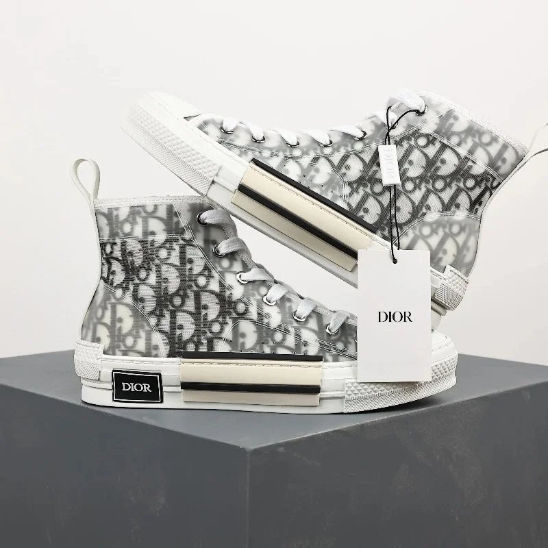 Dior B23 High-Top Sneakers Navy and White Oblique Print Sneakers - 6
