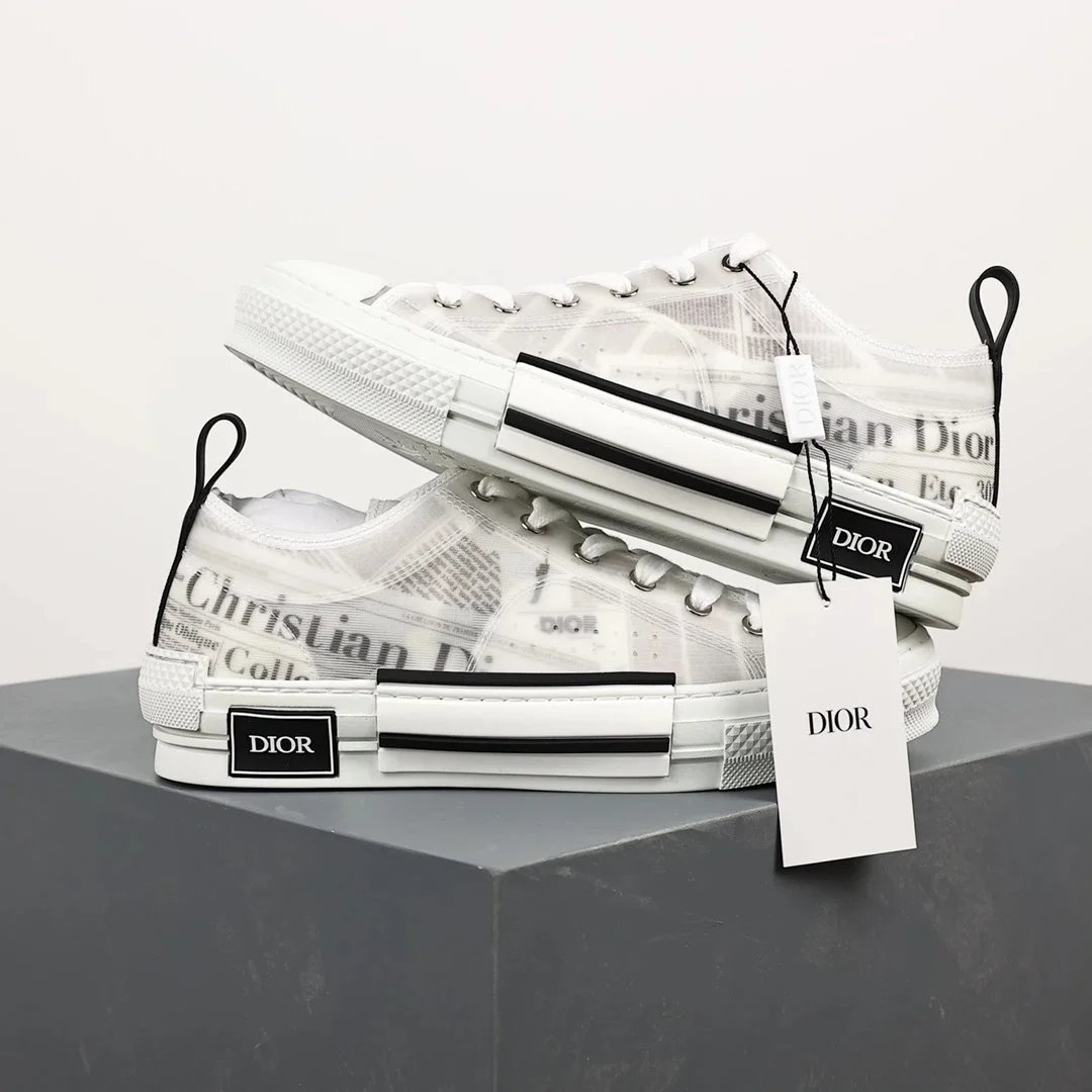 Dior B23 High-Top Sneakers Navy and White Oblique Print Sneakers - 22
