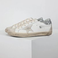 7-Gray star silver glitter-trimmed little dirty shoes