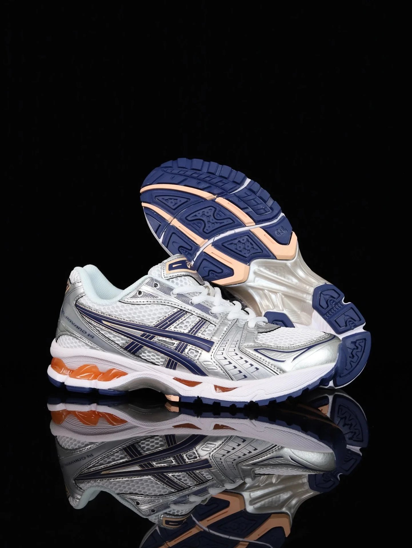 Asics Gel-Kayano 14 White Silver Navy Orange