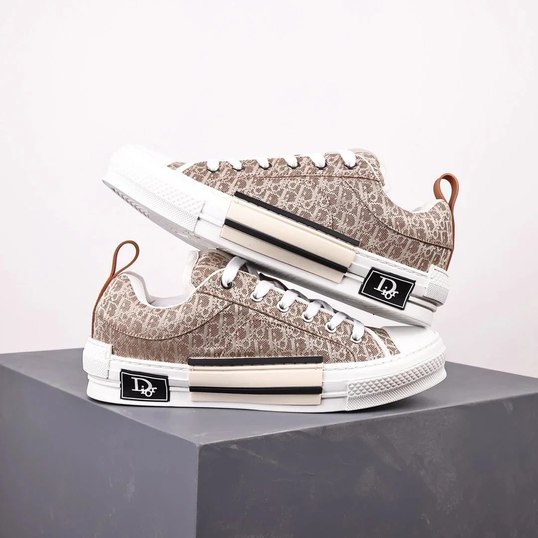 Dior B23 High-Top Sneakers Navy and White Oblique Print Sneakers - 28