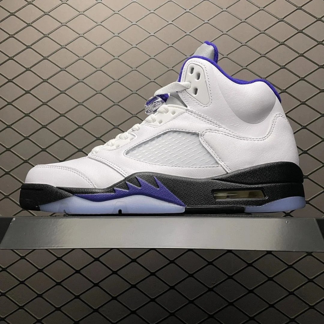 Air Jordan 5 Retro 'Retro' White Orange Blue Sneakers - 9