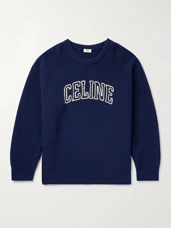 Ye Sister MADE Men's Self-Designed CE 100% Wool Embroidered Blue Sweater Heavy 1KG Winter Warmth Essential