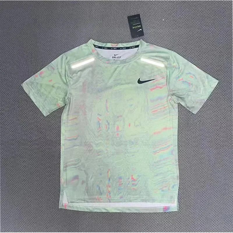 Nike Matching Sets Patterned running top and reflective shorts set — Light green short sleeve