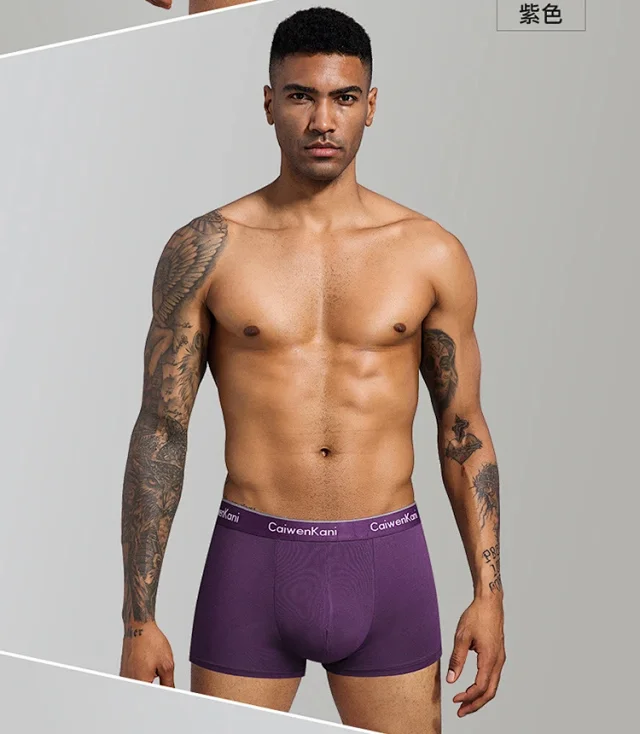 CaiwenKani Underwear Men's stretch cotton boxer briefs, 4-pack gift box product detail image 11