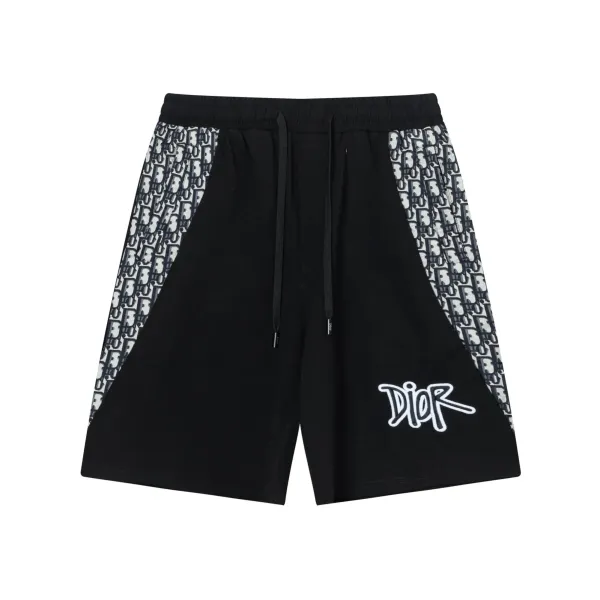 Dior Oblique Print Panel Shorts Black - 1