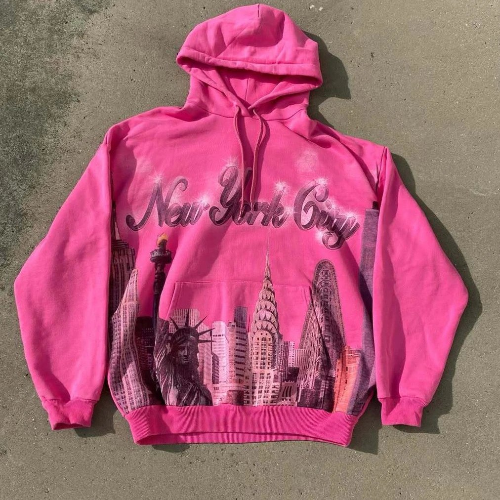 Vintage New York City Graphic Hoodie Pink - 1