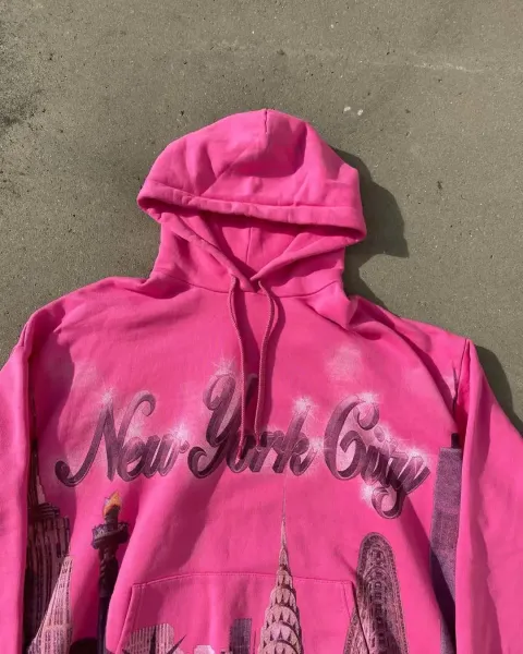Vintage New York City Graphic Hoodie Pink - 3