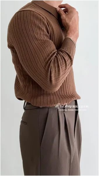 Ribbed Henley Knit Sweater White - 37