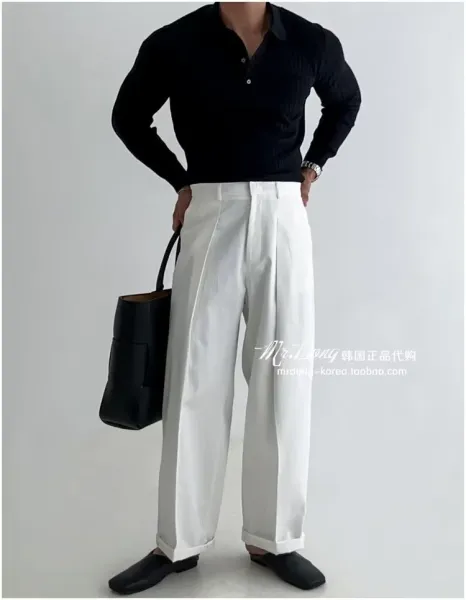 Ribbed Henley Knit Sweater White - 23