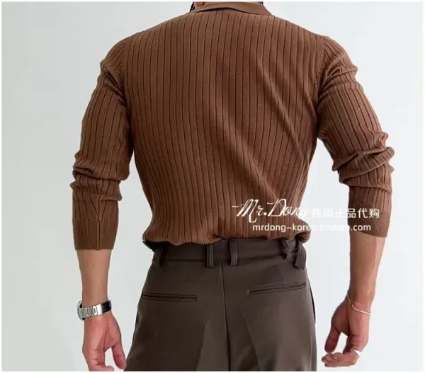 Ribbed Henley Knit Sweater White - 36