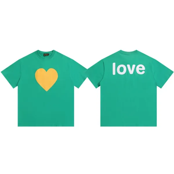 Design Heart Love Graphic T-Shirt Green Tops.t Shirts - 1