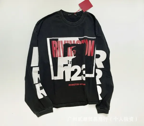 Rivington x Young Rich & Gnostic 123 Oversized Long-Sleeve Tee Black-Green Wash - 7